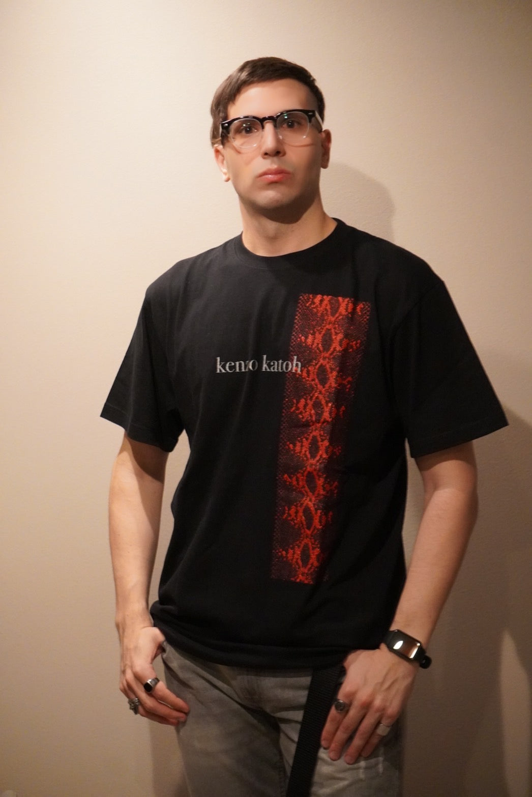 kenzo katoh パイソン柄発泡プリント半袖Tシャツ
