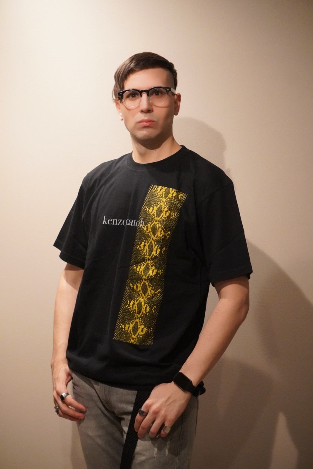 kenzo katoh パイソン柄発泡プリント半袖Tシャツ