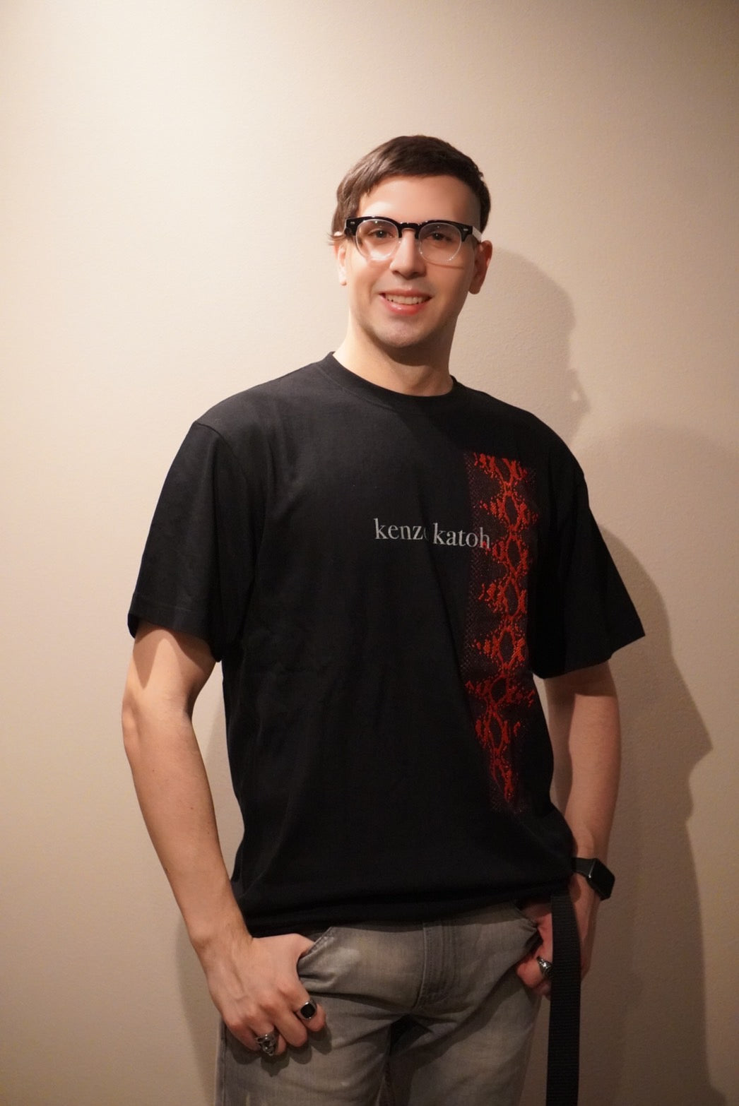 kenzo katoh パイソン柄発泡プリント半袖Tシャツ
