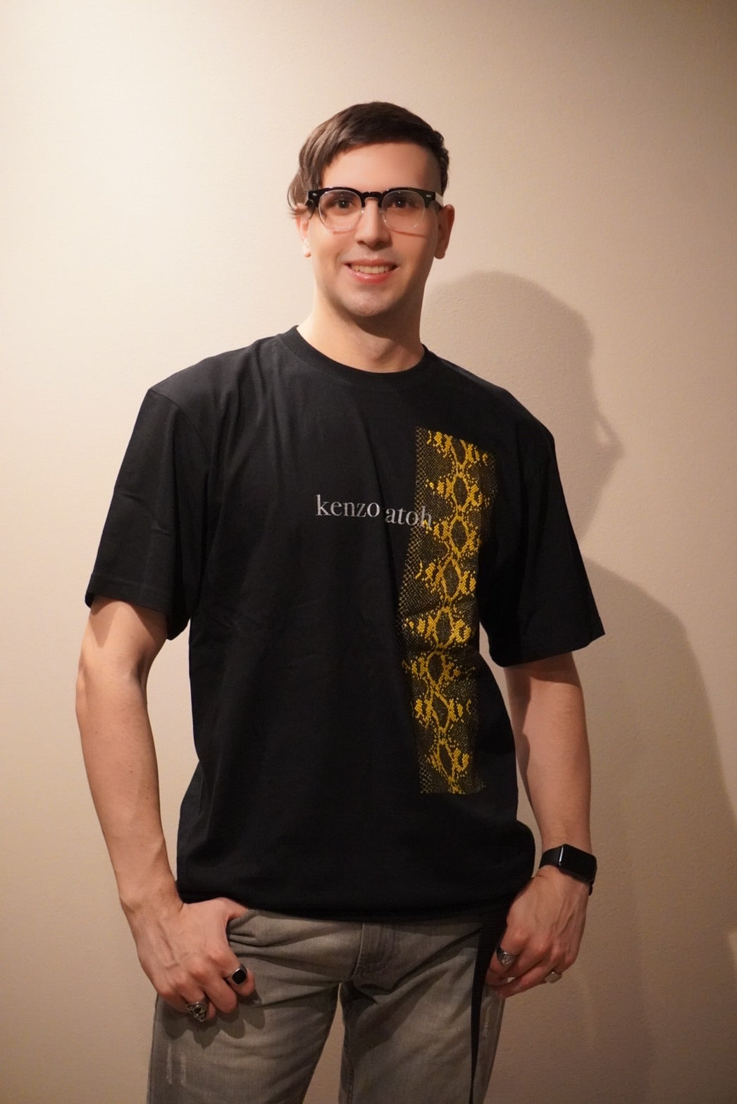 kenzo katoh パイソン柄発泡プリント半袖Tシャツ