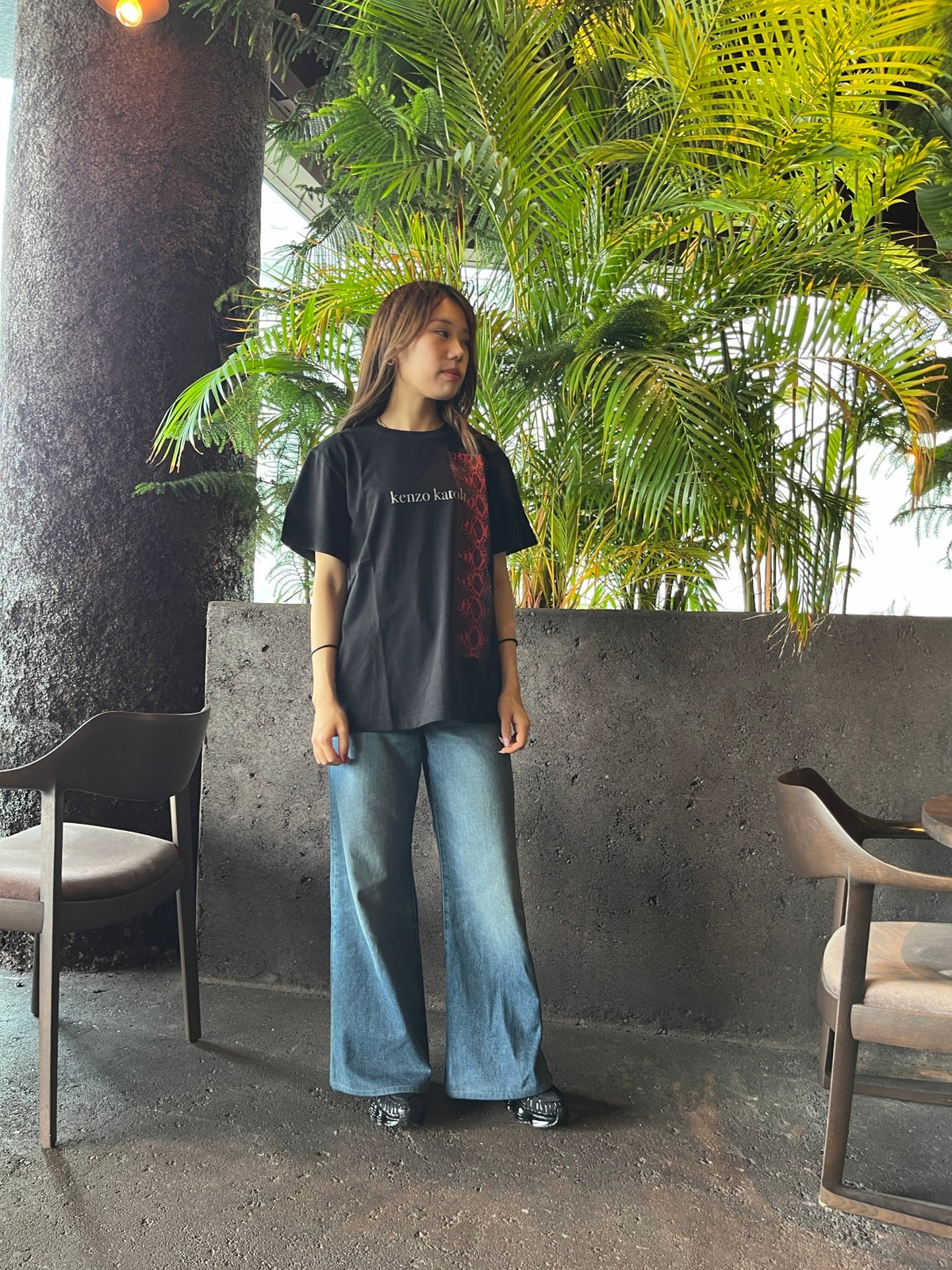 kenzo katoh パイソン柄発泡プリント半袖Tシャツ