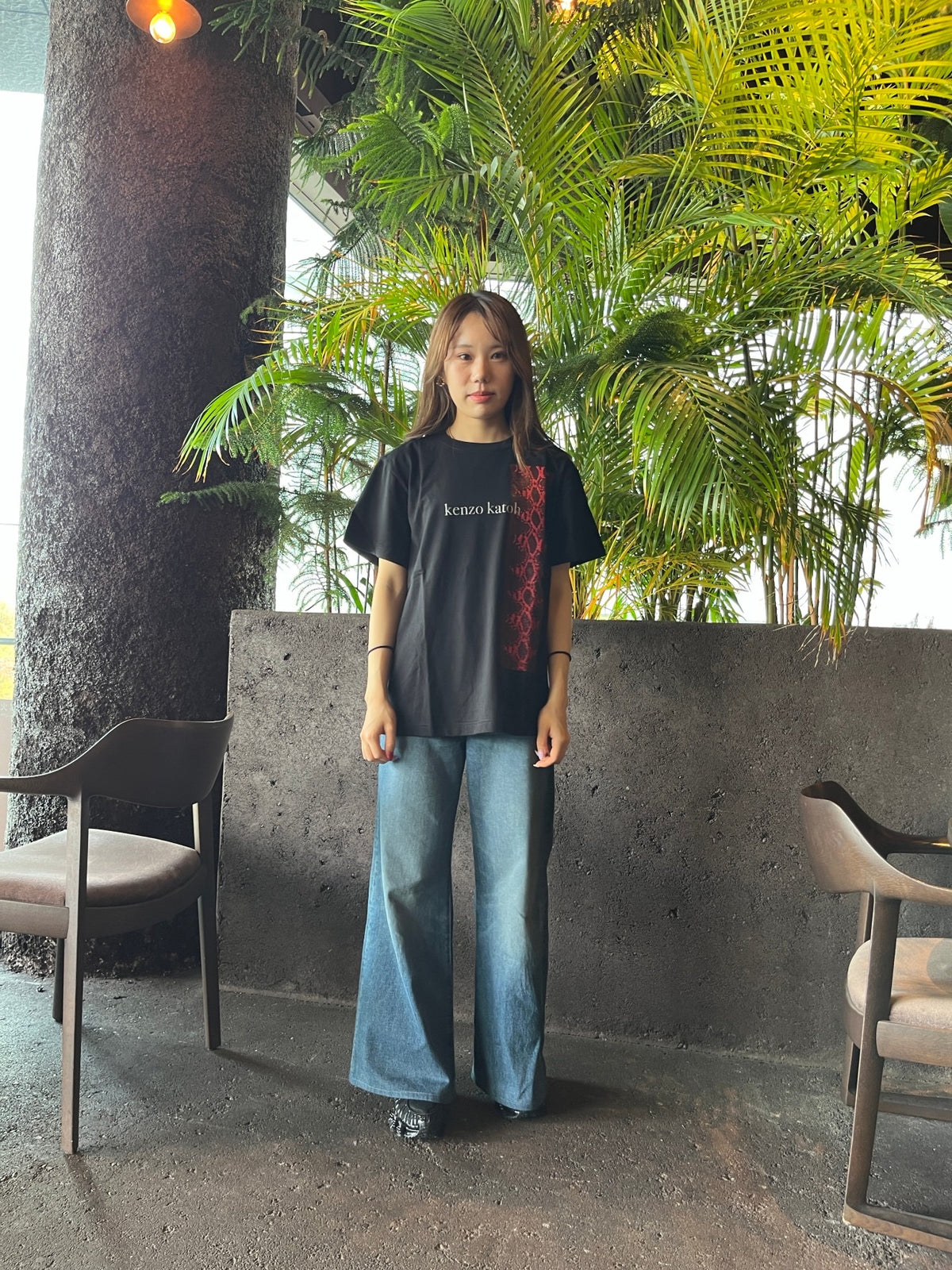 kenzo katoh パイソン柄発泡プリント半袖Tシャツ