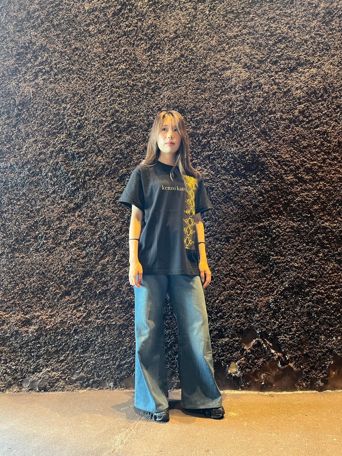 kenzo katoh パイソン柄発泡プリント半袖Tシャツ